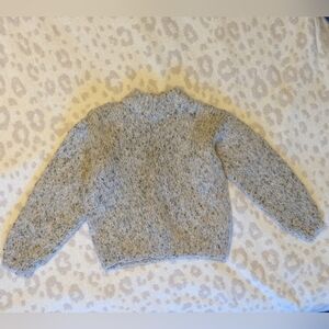 Shrunken Gray Alpaca Wool Sweater Green Tan Marled Yarn XS